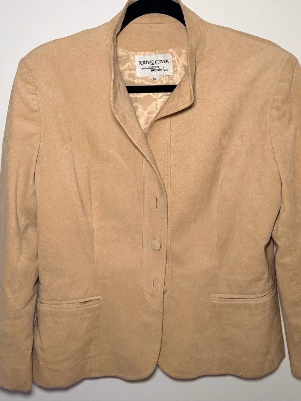 Vintage Roth-Le Cover Ultrasuede Blazer Jacket Womens 12 Beige Tan Made USA